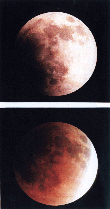 Fotos von 2 Phasen einer Mondfinsternis