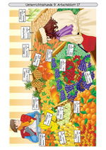 Marktstand mit Gemüse und Obst im Winter