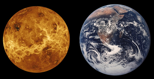Foto von Venus und der Erde