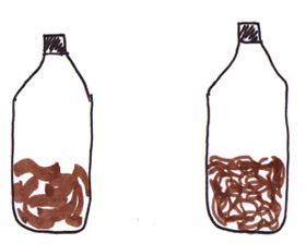 Schema: Biomasse in Flaschen