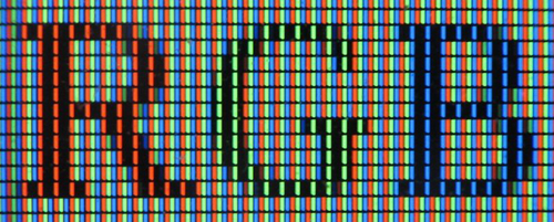 Foto der Leuchtpunkte eines Computerbildschirms